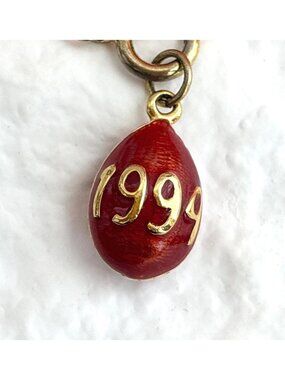 Joan Rivers Red Enameled 1994 Inlaid Gold Toned Vintage Pendant | Charm